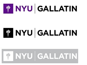 3 versions of NYU Gallatin logo