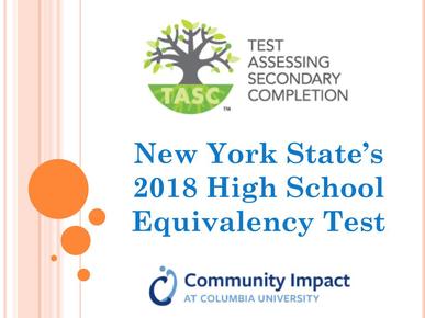 Test Assessing Secondary Completion New York State's 2018 high school equivalency test